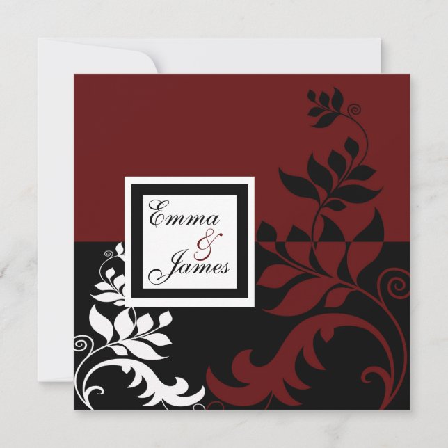 Convite Casamento Vermelho e Preto (Frente)