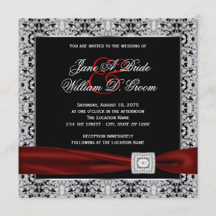 Convite Casamento Vermelho e Preto Cranberry