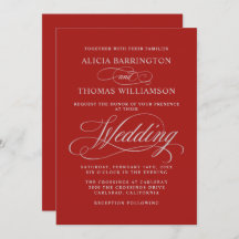 Casamento Vermelho e Silver da Caligrafia Elegante