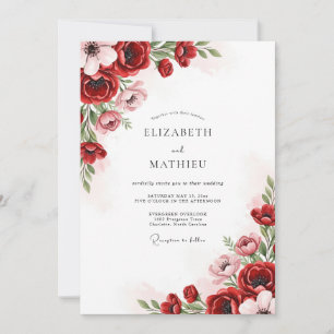 Convite Casamento Vermelho Esplêndido de Primavera