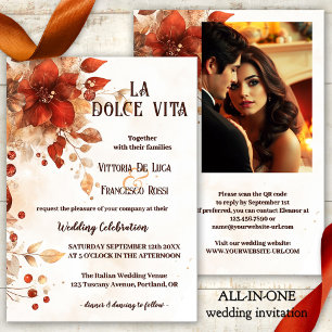 Convite Casamento Vermelho Italiano La Dolce Vita All-in-o