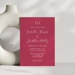 Convite Casamento Vermelho Magenta Clássico Minimalista<br><div class="desc">Convite de Casamento Vermelho Magenta Clássico Minimalista</div>