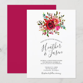 Convite Casamento Vermelho Rosa Ruby Bonito
