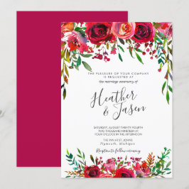 Convite Casamento Vermelho Rosa Ruby Bonito