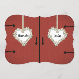 Convite Casamento vermelho rústico do celeiro e do país