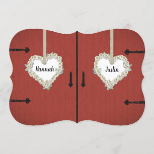 Convite Casamento vermelho rústico do celeiro e do país