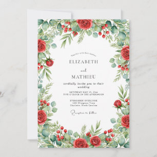 Convite Casamento Vermelho Verdante de Natal