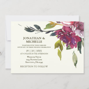 Convite Casamento Verso de Bíblias de Aquarela Floral Pú