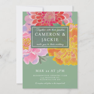 Convite Casamento Vibrante de Marigold e Zinnia