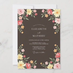 Convite Casamento Vibrante em Marrom Chocolate