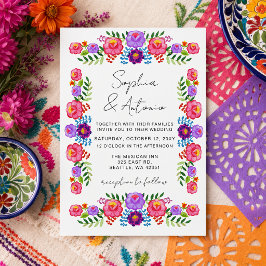 Convite Casamento Vibrante Floral Fiesta Mexicana