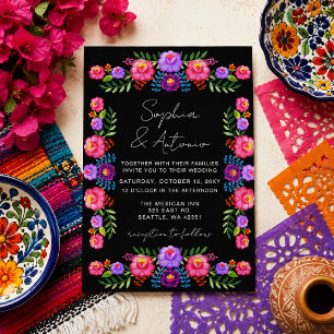Convite Casamento Vibrante Floral Fiesta Mexicana