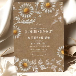 Convite Casamento Victorian White Daisy Filigree Kraft