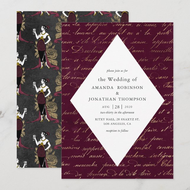 Convite Casamento Vin Rouge (Frente/Verso)