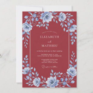 Convite Casamento Vinha Azul Carmesim