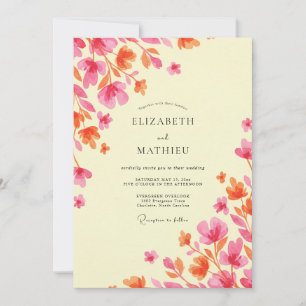 Convite Casamento Vinha Magenta Creme