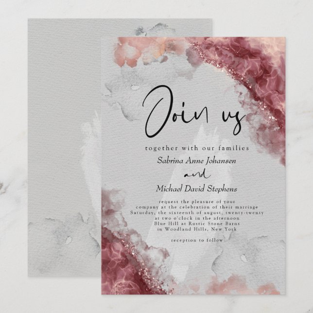 Convite CASAMENTO | Vinho Baga Roxo Tinta Álcool (Frente/Verso)