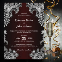 Casamento Vinho Elegante Renda Branca