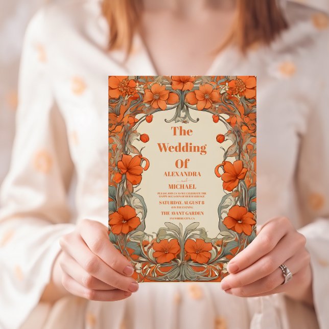 Convite Casamento Vintage Art Nouveau (Criador carregado)
