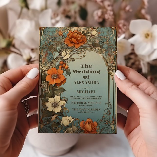 Convite Casamento Vintage Art Nouveau (Criador carregado)