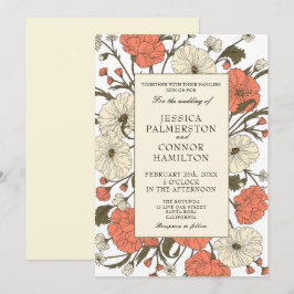 Convite Casamento vintage Art Nouveau Floral