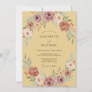 Convite Casamento Vintage Artístico com Mostarda