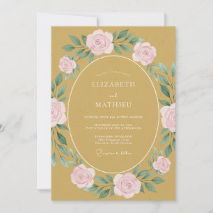 Convite Casamento Vintage Atraente Mostarda