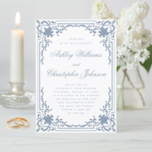 Casamento Vintage Azul Poeira Branco Rótulo Elegan