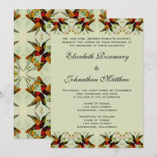 Convite Casamento Vintage, Beija-flores e Flores