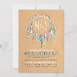 Convite casamento vintage boho dreamcatcher