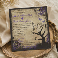 Casamento Vintage Borboleta Roxa e Árvore