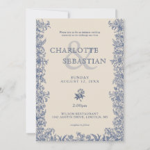 Casamento vintage botânico elegante azul