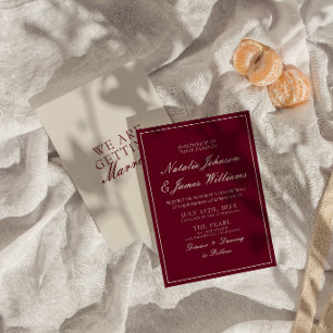 Convite Casamento Vintage Burgundy & Cream Classe e Luxo