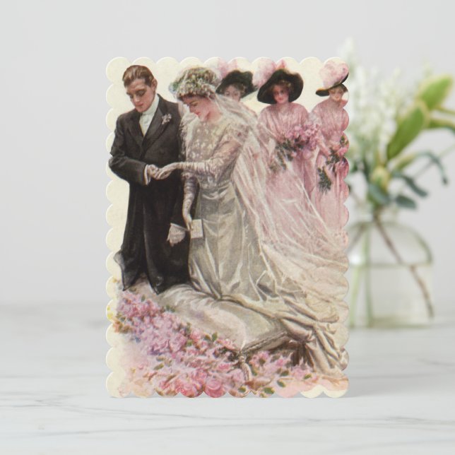 Convite Casamento vintage, Chá de panela (Em pé/Frente)