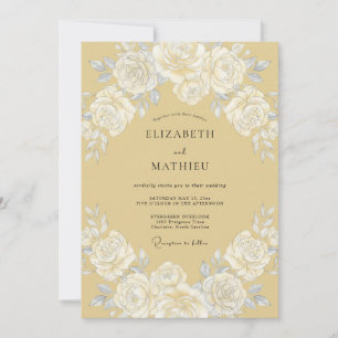 Convite Casamento Vintage Champagne Elegante