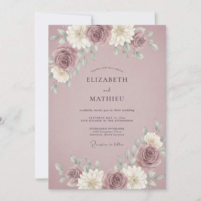 Convite Casamento Vintage com Atmosfera Lilás (Frente)