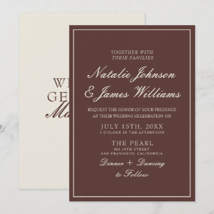 Convite Casamento Vintage de Chocolate Marrom Classe Alta