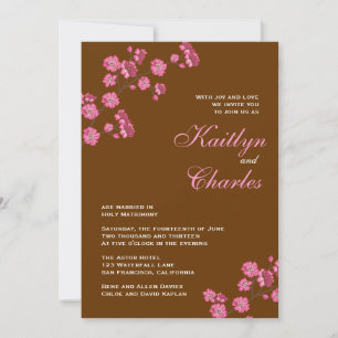 Convite Casamento vintage de Flores de Rosa Castanho e Cho