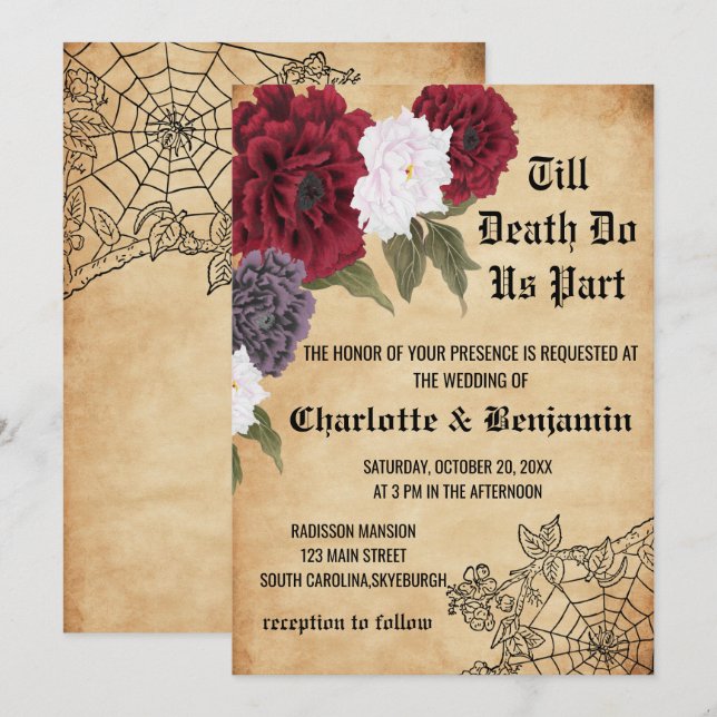 Convite Casamento Vintage de Halloween  (Frente/Verso)