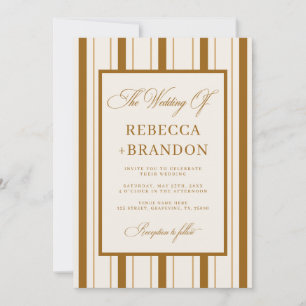 Convite Casamento Vintage Dinheiro Antigo Listras Marrons