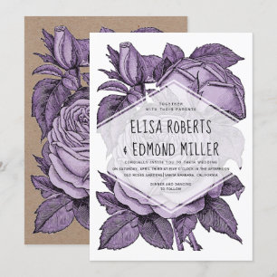 Convite Casamento vintage dos rosas da violeta antiga