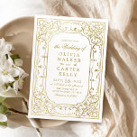 Convite casamento vintage Dourado e elegante ornamentado r<br><div class="desc">Elegante vintage frame design em cor falsa de ouro,  romântico e sofisticado,  excelente para casamento vintage,  casamento formal romântico e casamento no inverno de luxo. Veja todas as peças correspondentes na coleção.</div>
