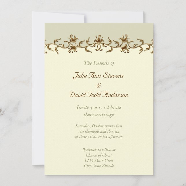 Convite Casamento vintage Elegante (Frente)