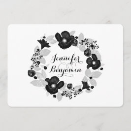 Convite casamento vintage elegante de flores pretas