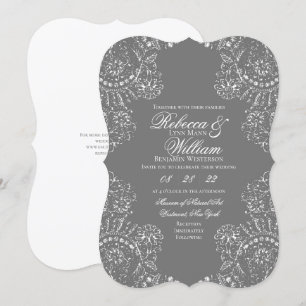 Convite Casamento vintage Elegante de rendas brancas da ci
