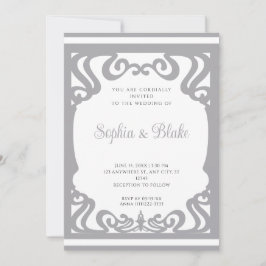 Convite Casamento Vintage em Prata e Branco com Arte Deco