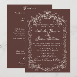 Convite Casamento Vintage Espresso Old Money Tudo em Um