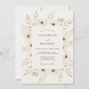 Convite Casamento Vintage Etéreo Creme