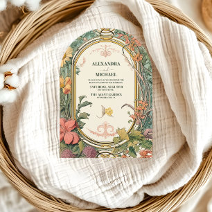Convite Casamento Vintage Floral Art Nouveau