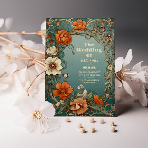 Convite Casamento Vintage Floral Art Nouveau